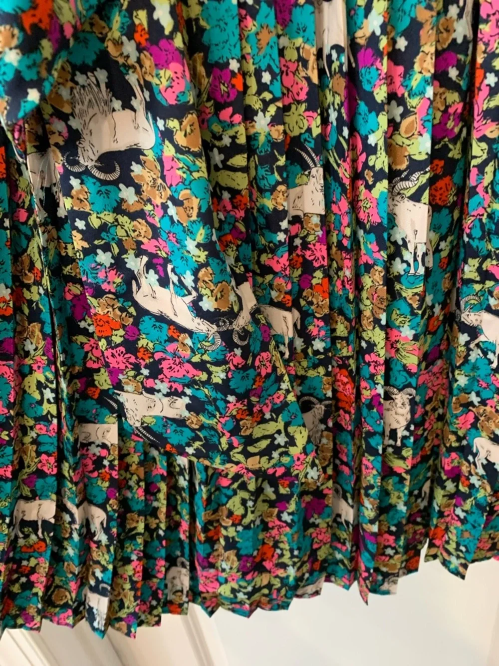 J. Crew Teal Floral “ Grazing Goats”  Long Sleeve Shirt Dress with Belt 0 NWOT